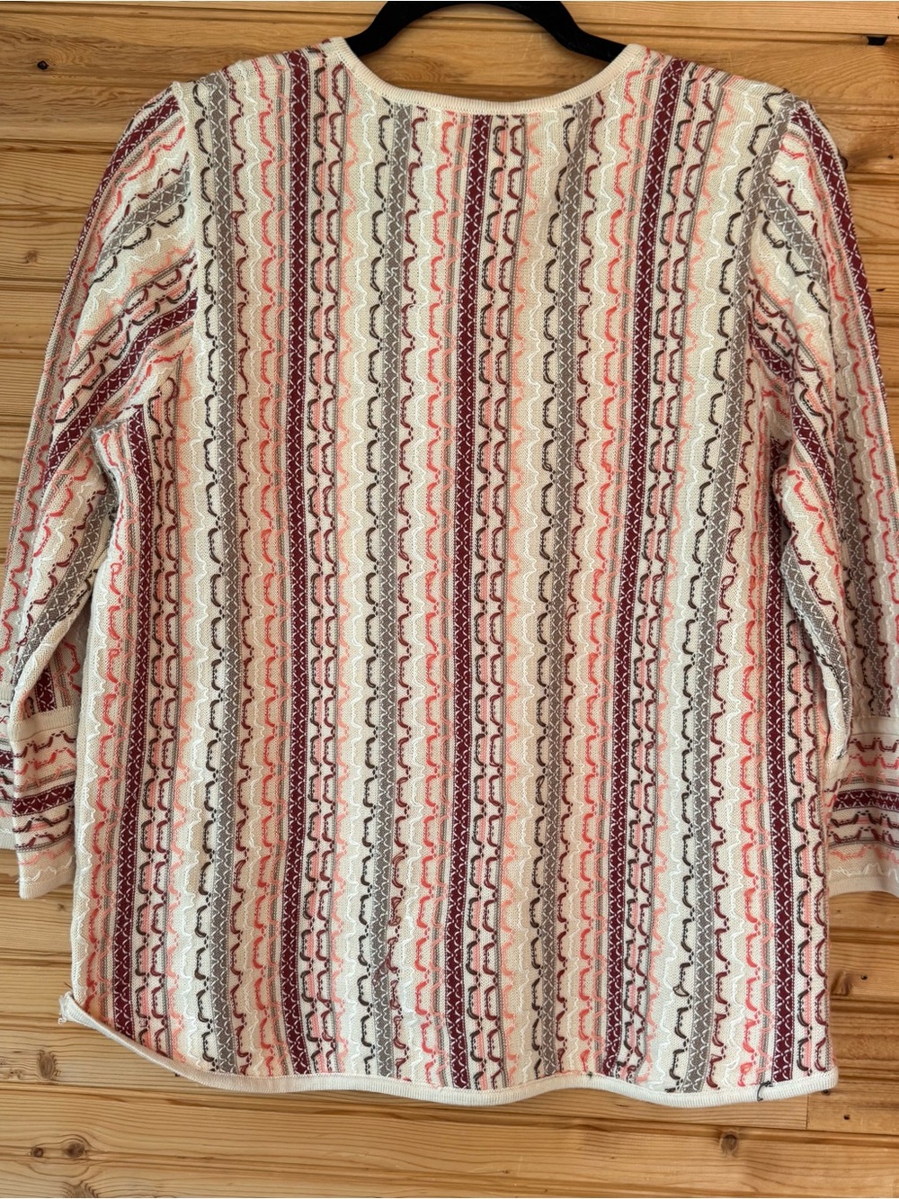 Alfred Dunner Cream Multicolor Striped Knit Top Small Tunic Gold Beads VTG - Picture 3 of 7